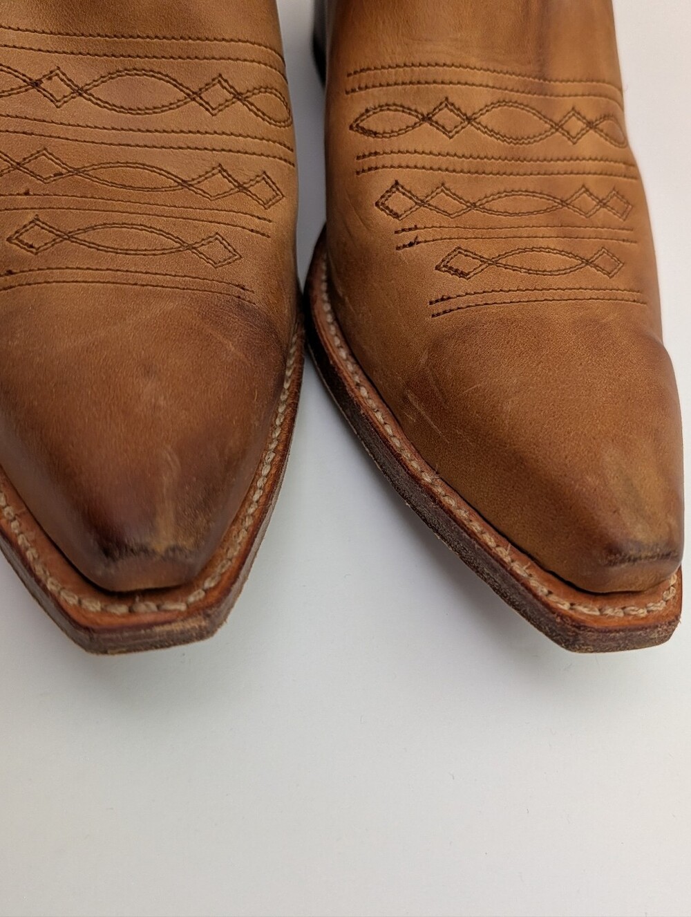 Frye Daisy Duke Studded Cowboy Boots Women's 8.5 Goodyear Welt Brown - Picture 6 of 12